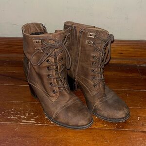 Brown Faux Leather High Heel Boots Women’s 10